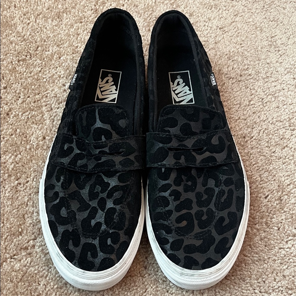 Vans Style 53 Black Embossed Leopard Slip On Sneakers